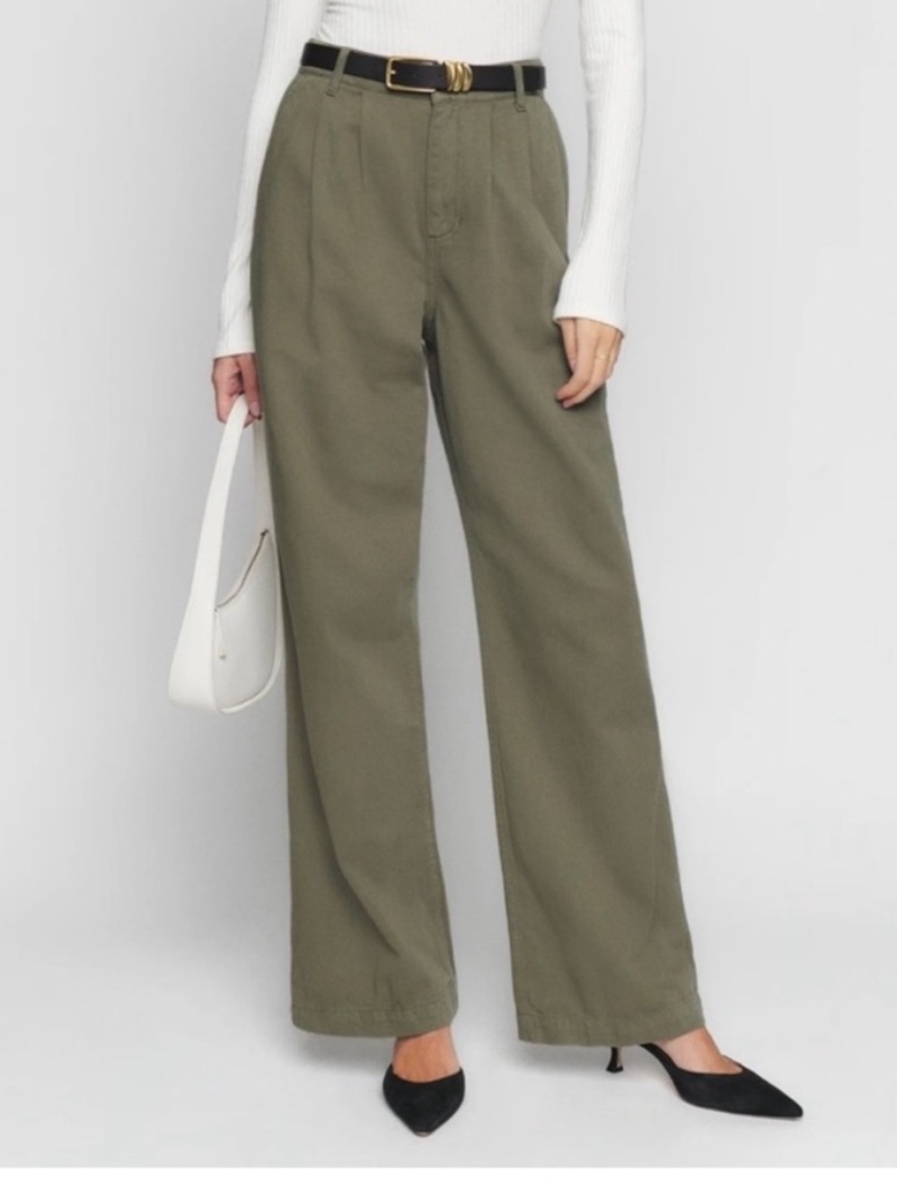 Reformation Montauk Pleated High Rise Twill